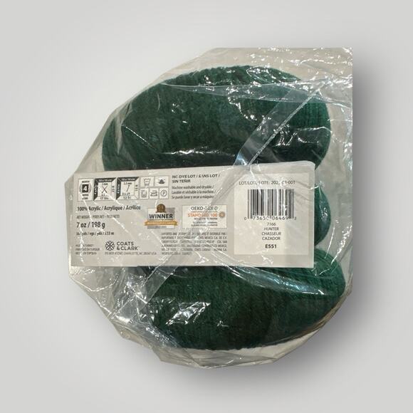 Lot Of 3 Yarnspirations Red Heart O'GO Yarn 364 yds / 198 g Hunter Green NWT - Picture 4 of 4